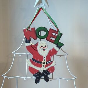 Vintage Santa Noel Wooden Plaque Sign